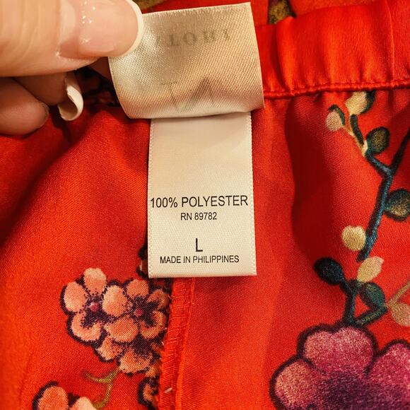 Natori Pants Womens Large Red Floral Print Lounge Sleepwear Drawstring Waist - Picture 4 of 8